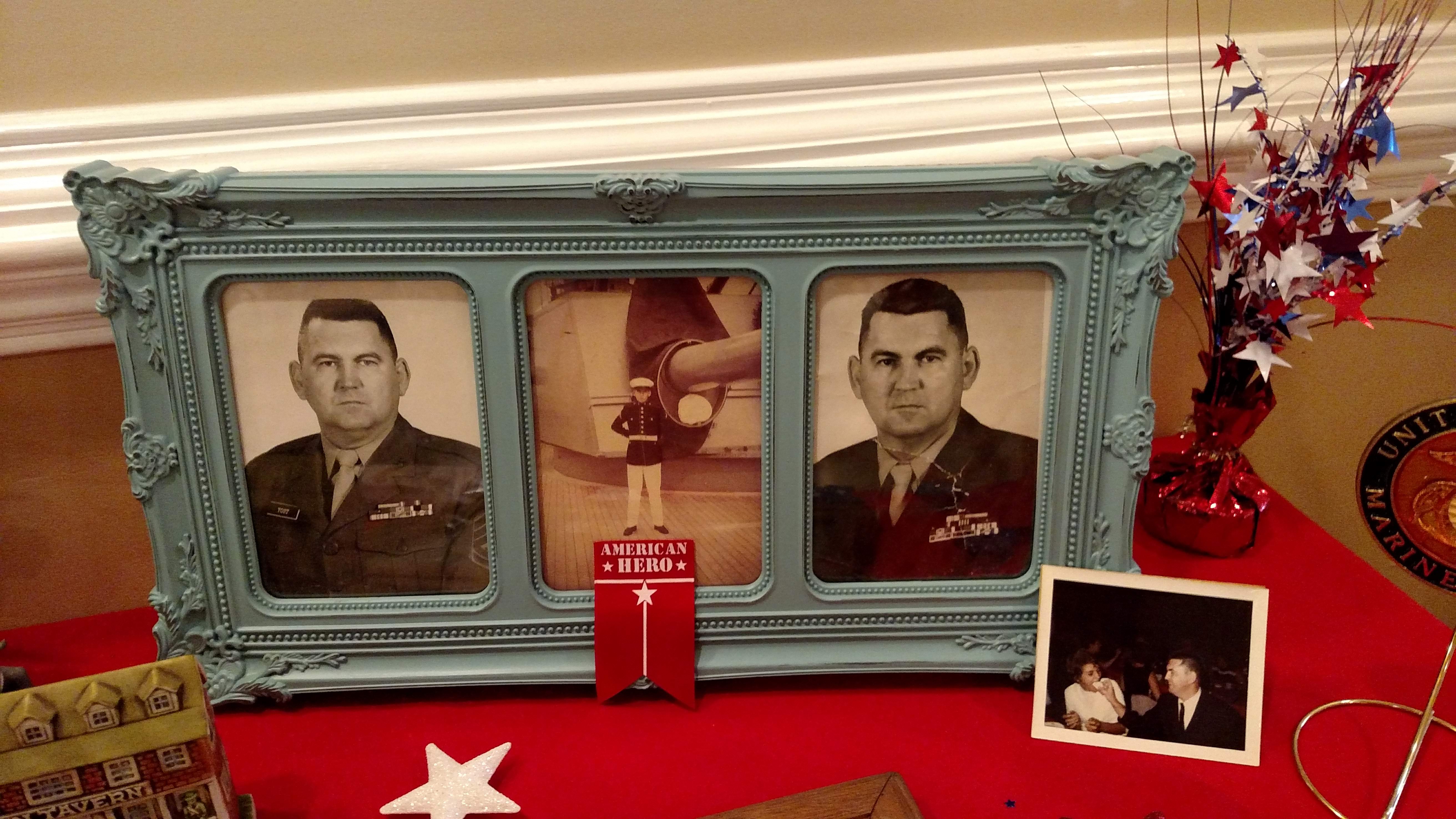 frame with pictures of a veteran